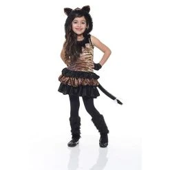 Charades Hooded Velvet Tigress Girl's Costume Halloween