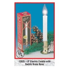 LB International 9" Electric Candle With Switch Base