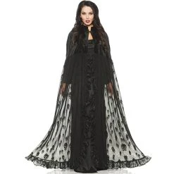 Underwraps Velvet & Skull Mesh Cape