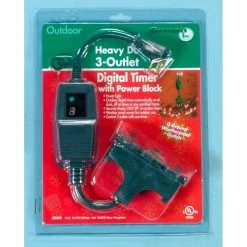 Orman 3 Outlet Digital Timer W/ Power Block Christmas