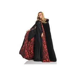 Underwraps 63" Deluxe Black Velvet W/Red Pin Tuck Lining Cape Halloween
