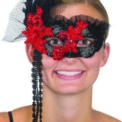Jacobson Halloween Day Of The Dead 1/2 Eye Mask With Flowers