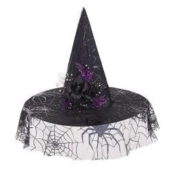 Darice Black Lace Spider Web Witch Hat Halloween