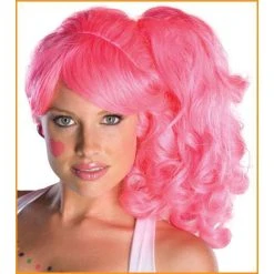Rubies Halloween Pink W/Side Ponytail Wig