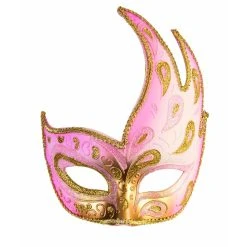 Forum Novelty Pink/Gold Upswing Mask With Ribbon Halloween