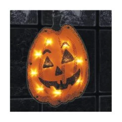Impact Plastics Halloween Lighted Shimmering Window Frame-Jacky The Pumpkin