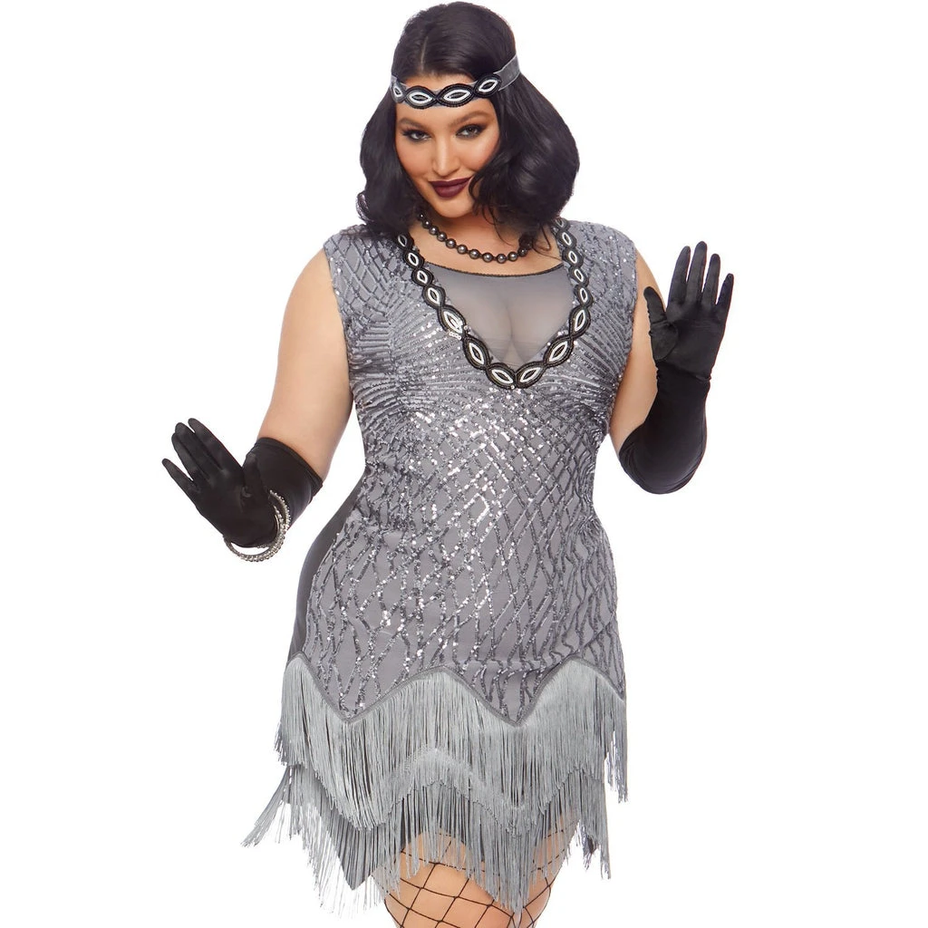 Leg Avenue Halloween Roaring Roxy Flapper Plus Size Costume 3 Leg Avenue Halloween Roaring Roxy Flapper Plus Size Costume