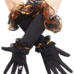 Fun World Halloween Ruffle Sequin Gloves