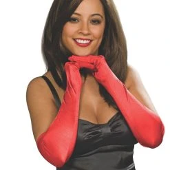 Rubies Halloween Red Satin Over The Elbow Gloves