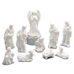 Burton & Burton 10 Pc Nativity White Porcelain Figurine Set