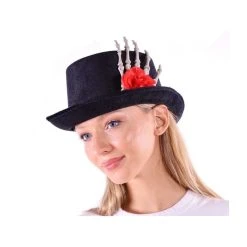 K.B.W. Top Hat With Skeleton Hand Halloween