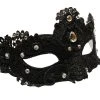 K.B.W. Black Lace Eye Mask With Clear Gems