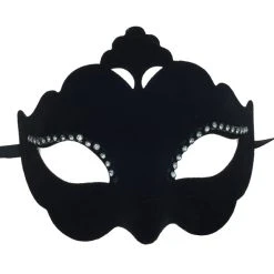 K.B.W. Black Velvet With Rhinestone Eye Mask