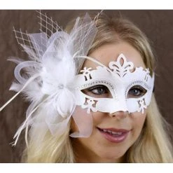 K.B.W. Halloween White Cut Out Eye Mask With Side Mesh Bow