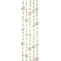 Kurt Adler 6' Ivory & Gold Bead Garland