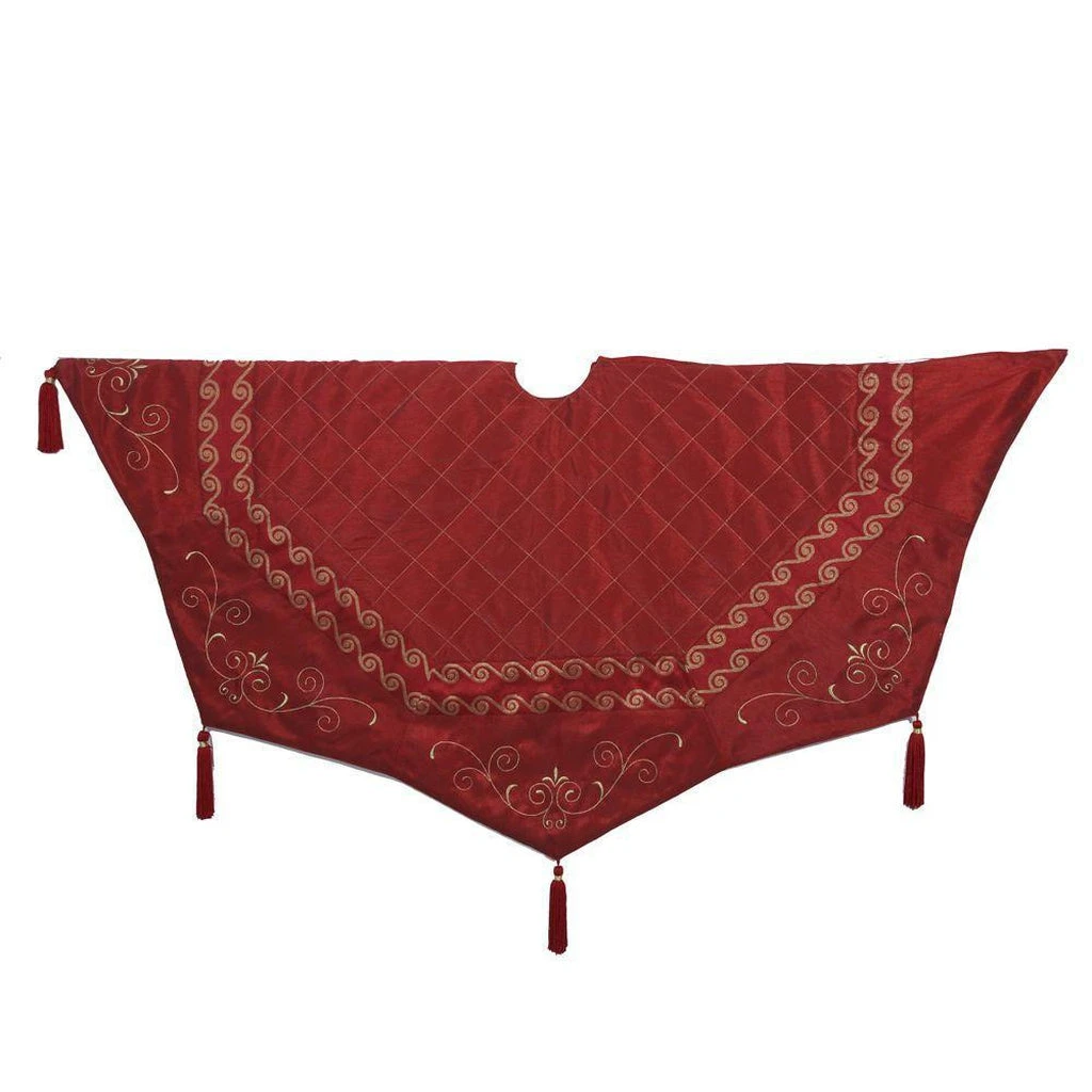 Kurt Adler Christmas 52" Burgundy Quilted Tree Skirt 3 Kurt Adler Christmas 52" Burgundy Quilted Tree Skirt