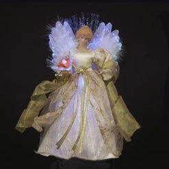 Kurt Adler 12" LED Fiber Optic Ivory And Gold Angel Tree Top Christmas